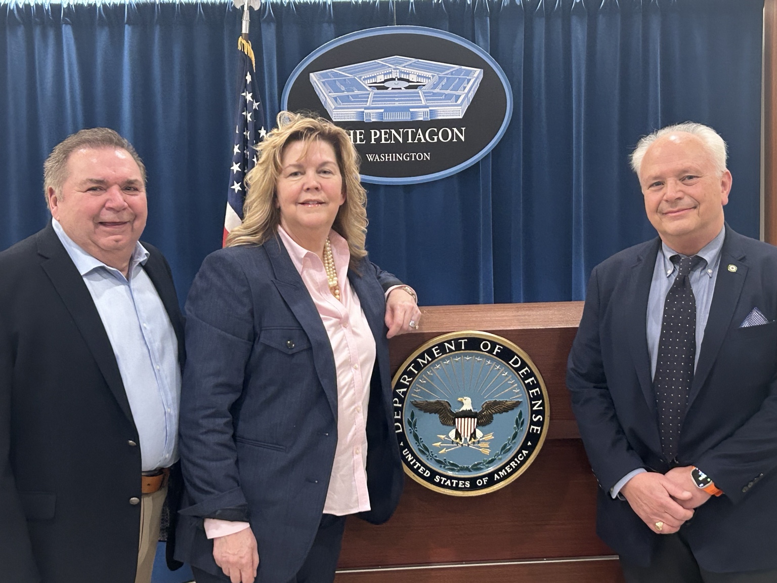 Shelley Armato, Dominick Armato and former Under Secretary of the Army Michael McAndrew at the Pentagon